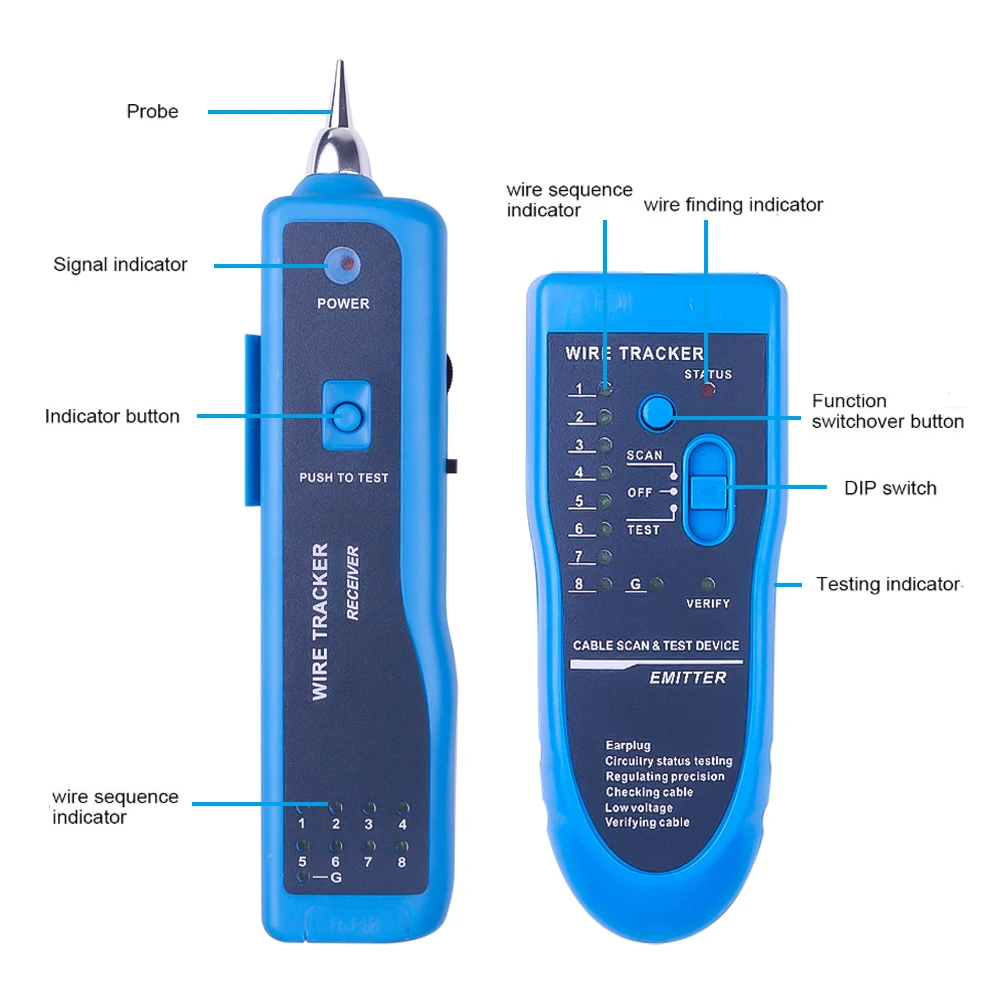 Kebidumei RJ11 RJ45 Cat5 Cat6 телефонный провод трекер Tracer Ethernet LAN Сетевой кабель тестер