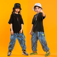 1139 stage outfit hip hop clothes kids girls boys jazz street dance costume black white sweatshirt pink pants hiphop clothing
