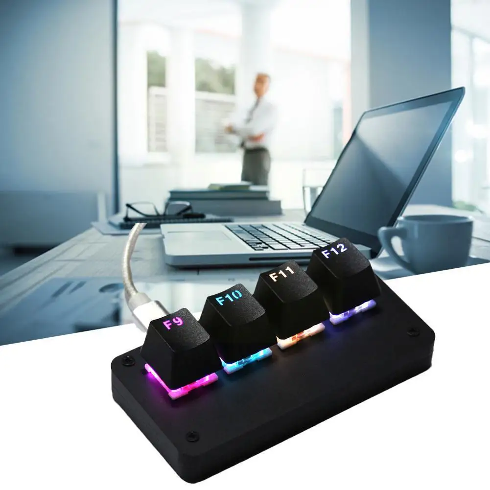 

Backlit 4-key Mechanical Keyboard Audio Game Keyboard Programming Keyboard Macro Mini Mechanical Custom 4-key Keyboard Port W3O6