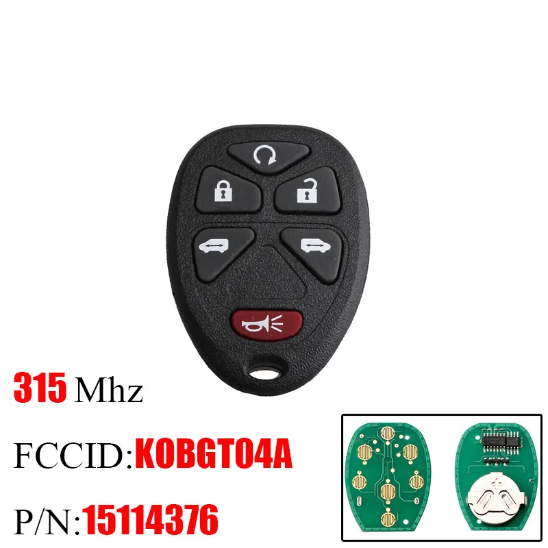Совершенно новый 6 кнопок дистанционного ключа автомобиля для KOBGT04A 15114376 315Mhz Chevrolet