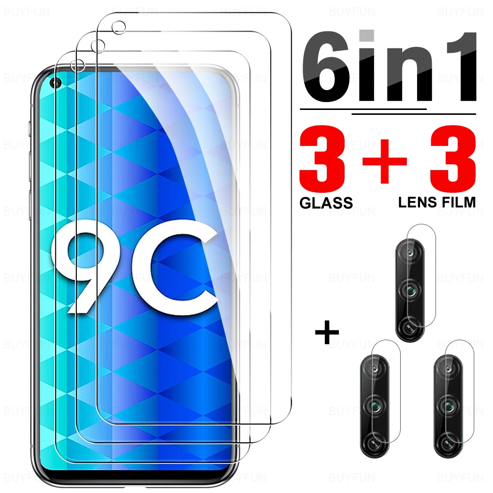 

6-in-1 Protective TemperedGlass For Honor 8x 9 9x Lite Screen Protector For Honor 9c 9x Global Phone Camera Protector Lens Film