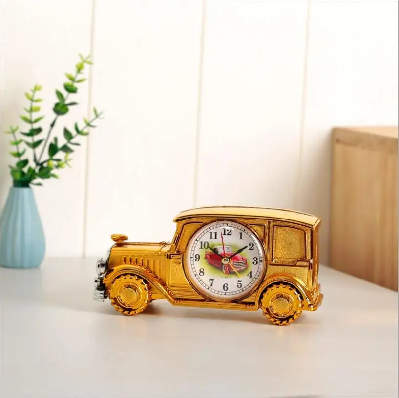 

Creative vintage car model alarm clock distressed retro nostalgic digital pointer plastic bedside lazy bedroom desk clock