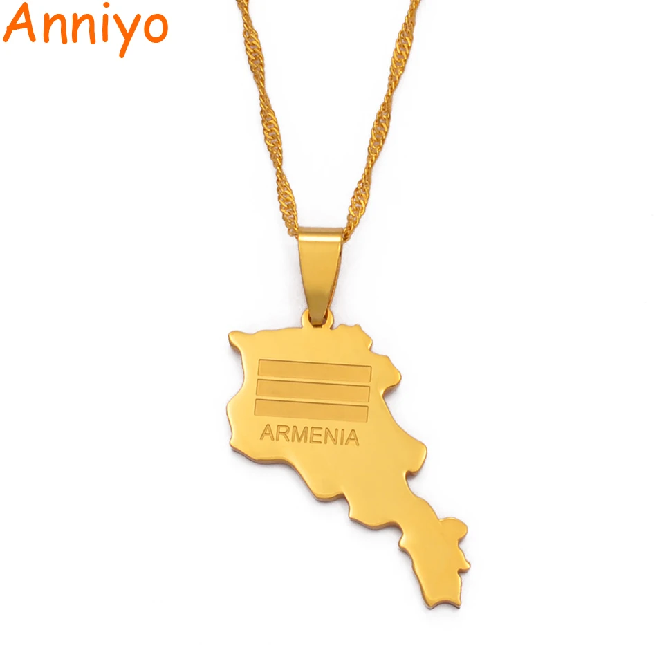 Anniyo Armenia карта кулон ожерелья ювелирные изделия золотой цвет, карты страны армяне ювелирные изделия с дизайном «карта» Модные элементы#002121