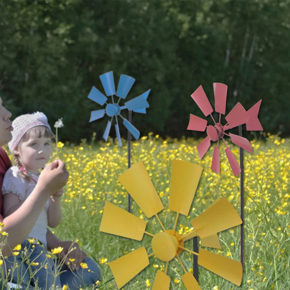

Outdoor Garden Pinwheels Iron Multi-Color Wind Spinners Windmill Toys Decorative Stakes Garden Yard Lawn Gardening Decoration