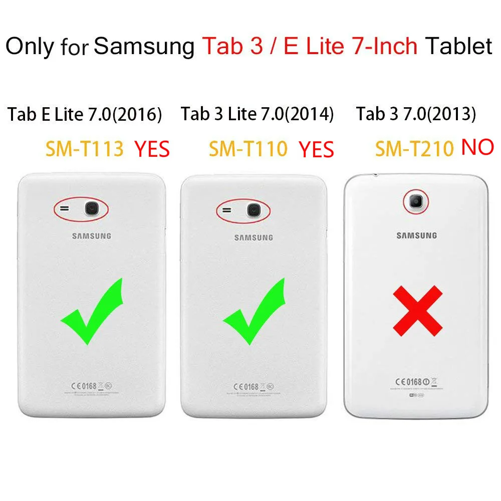 360 Degree Rotating PU Leather Flip Cover Case For Samsung Galaxy Tab 3 Lite 7&quot T110 T111 E 7.0 T113 T116 SM-110 Tablet | Компьютеры и