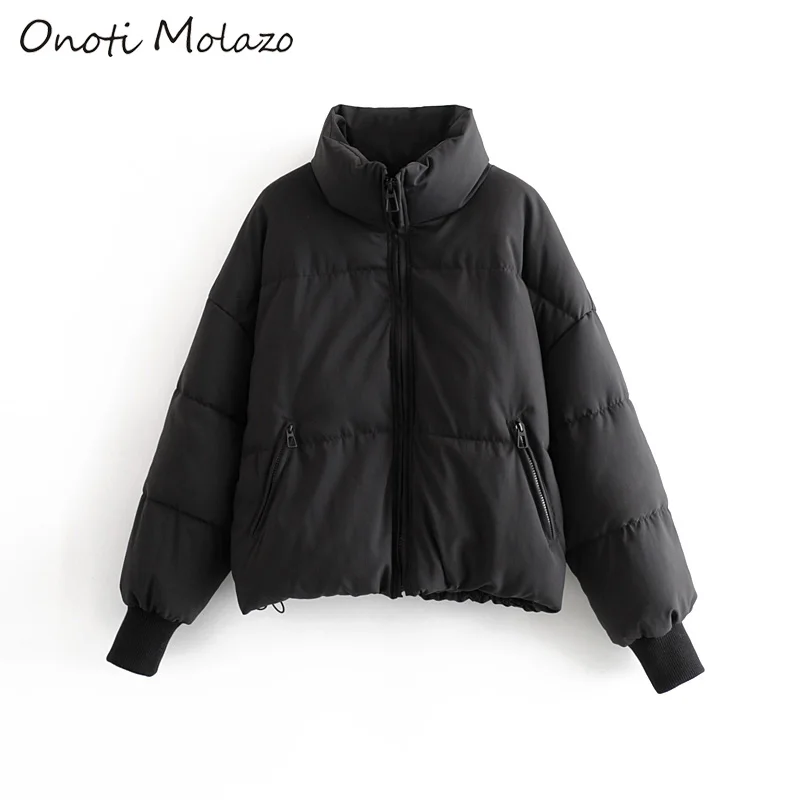Black Onoti Molazo, Женское пальто, куртки, повседневные, толстые, зимние, на молнии, модные, с карманами, для девушек, шикарные, модные куртки, пальто для женщин,, новинка - Цвет: Black