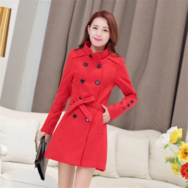 Женское шерстяное пальто двубортное большого размера Осень-зима 2019 | Женская