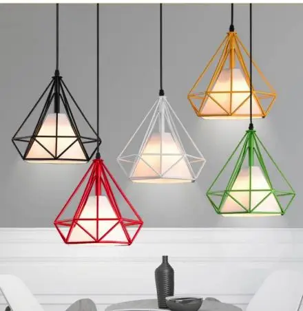 Подвесной светильник в виде пирамиды металлическая клетка E27 Современный