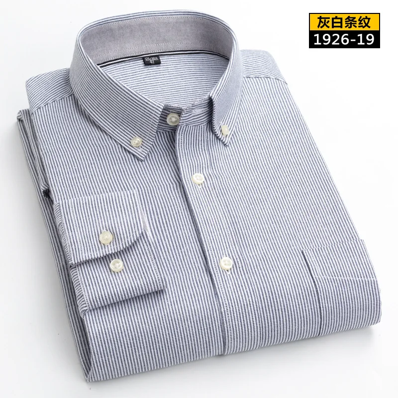 Мужская Однотонная рубашка из ткани Оксфорд повседневная классическая с левым
