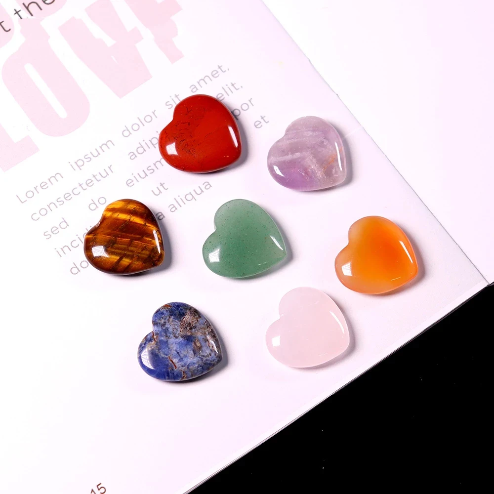 

New 2cm Natural Crystal Seven Chakela Amethyst Heart Shape Quartz gemstone Mineral Healing quartz Collections Decorations Yoga