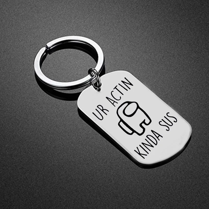 Горячие игры среди нас брелок из нержавеющей стали подарок для пары мужчин