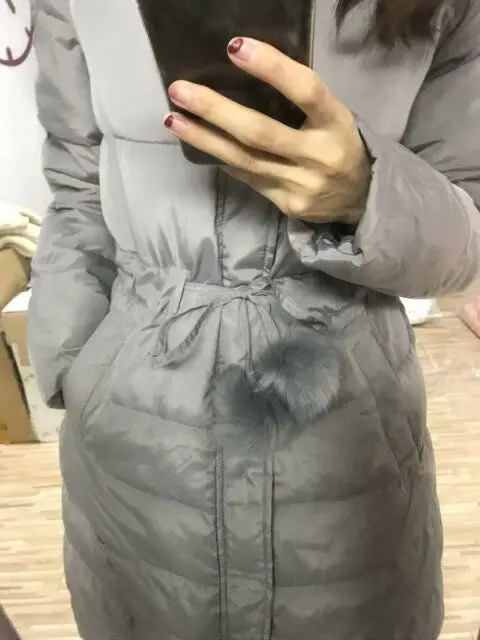 Длинное плотное тонкое пуховое пальто с капюшоном и воротником из лисьего меха, женское теплое пуховое пальто на молнии с длинным рукавом и шнуровкой, Модная элегантная одежда на зиму