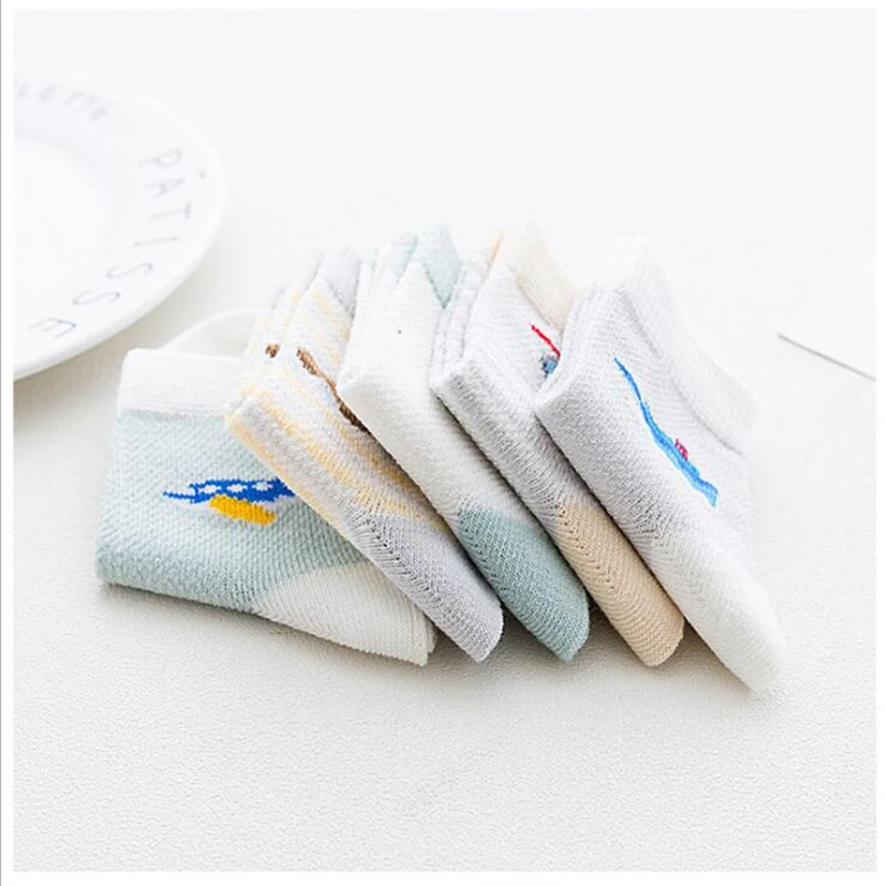5 пары/компл. детские носки летние хлопковые бесшовные для мальчиков вязаные