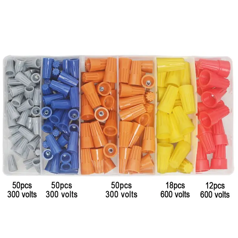180Pcs Electrical Wire Connectors Screw Terminals Easy Twist On Connector Kit With Spring Insterted Nuts Cap Connections A | Обустройство