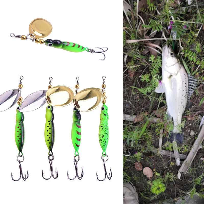 

4 Colors 8CM Insects Fishing Lure Spoon Bass Artificial Spinner Bait Metal Pike Fishing Hooks Sinking Lure Road Sub Bait