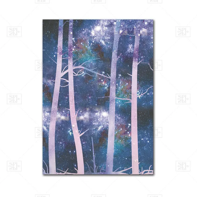 

Abstract Woods Purple Starry Night Sky Big Dipper In a Row Fashion Hot Sale Canvas Printing Frameless Home Decoration Poster