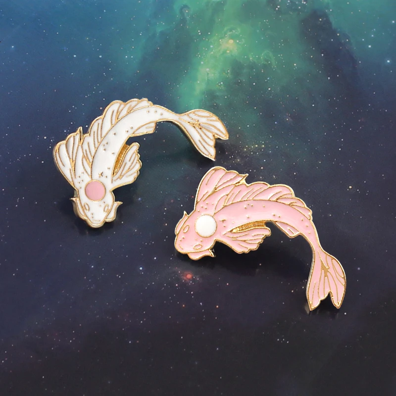 Женская поделка милая Золотая рыбка треска черная и белая хорошие подарки броши