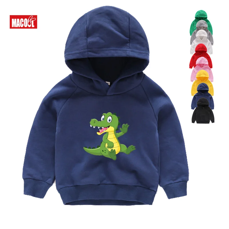 

Детские толстовки с капюшоном для мальчиков, черные толстовки с мультяшным динозавром для малышей, свитер, спортивная одежда, футболка с дл...