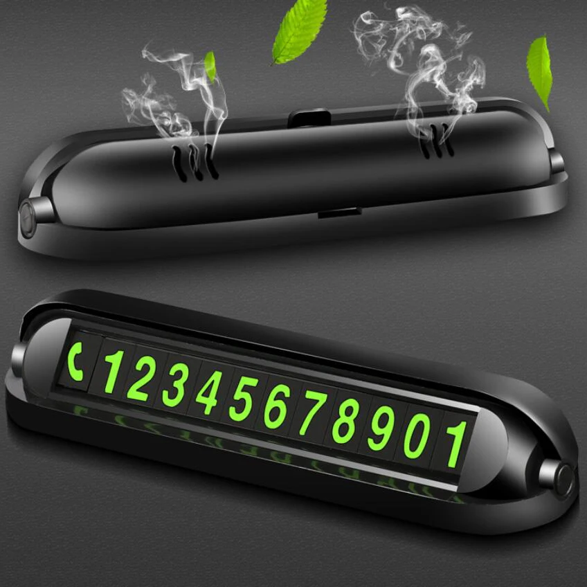 New Luminous Car Temporary Parking Card Sticker with Air Freshener Auto Phone Number Plate Aromatherapy Accessories | Автомобили и