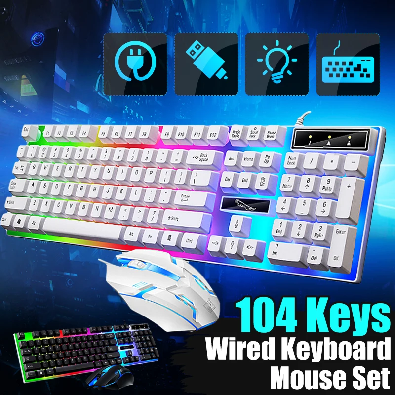 

1 Set 104 Key USB Wired Gaming Keyboard And Mouse RGB Backlight Mechanical Keyboard Gamer Mouse Set For Laptop Computer PC