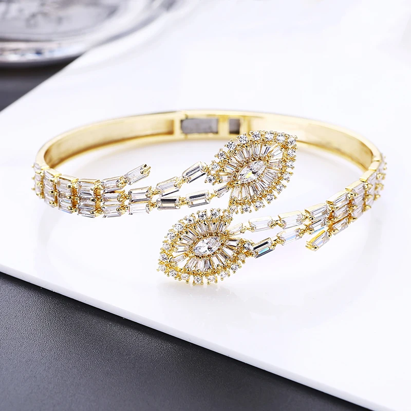 Очень девушка Роскошные манжеты браслет микро проложить кубический циркон