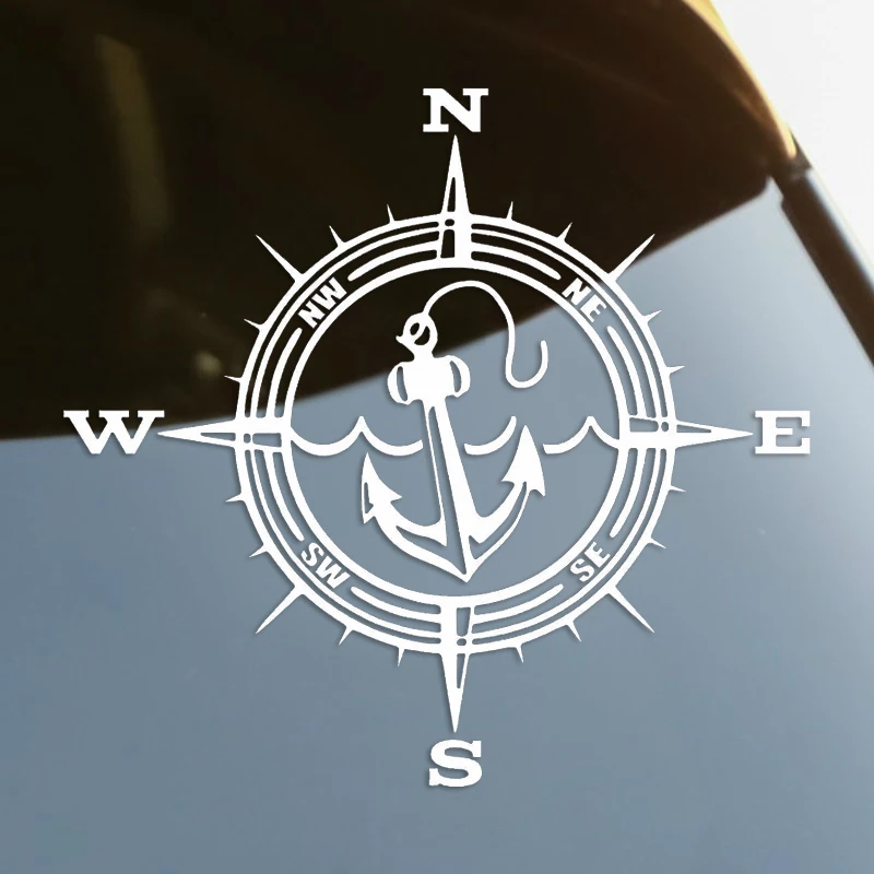 

Anchor Compass Die-Cut Vinyl Decal Car Sticker Waterproof Auto Decors on Car Body Bumper Rear Window Laptop choose size #S60104