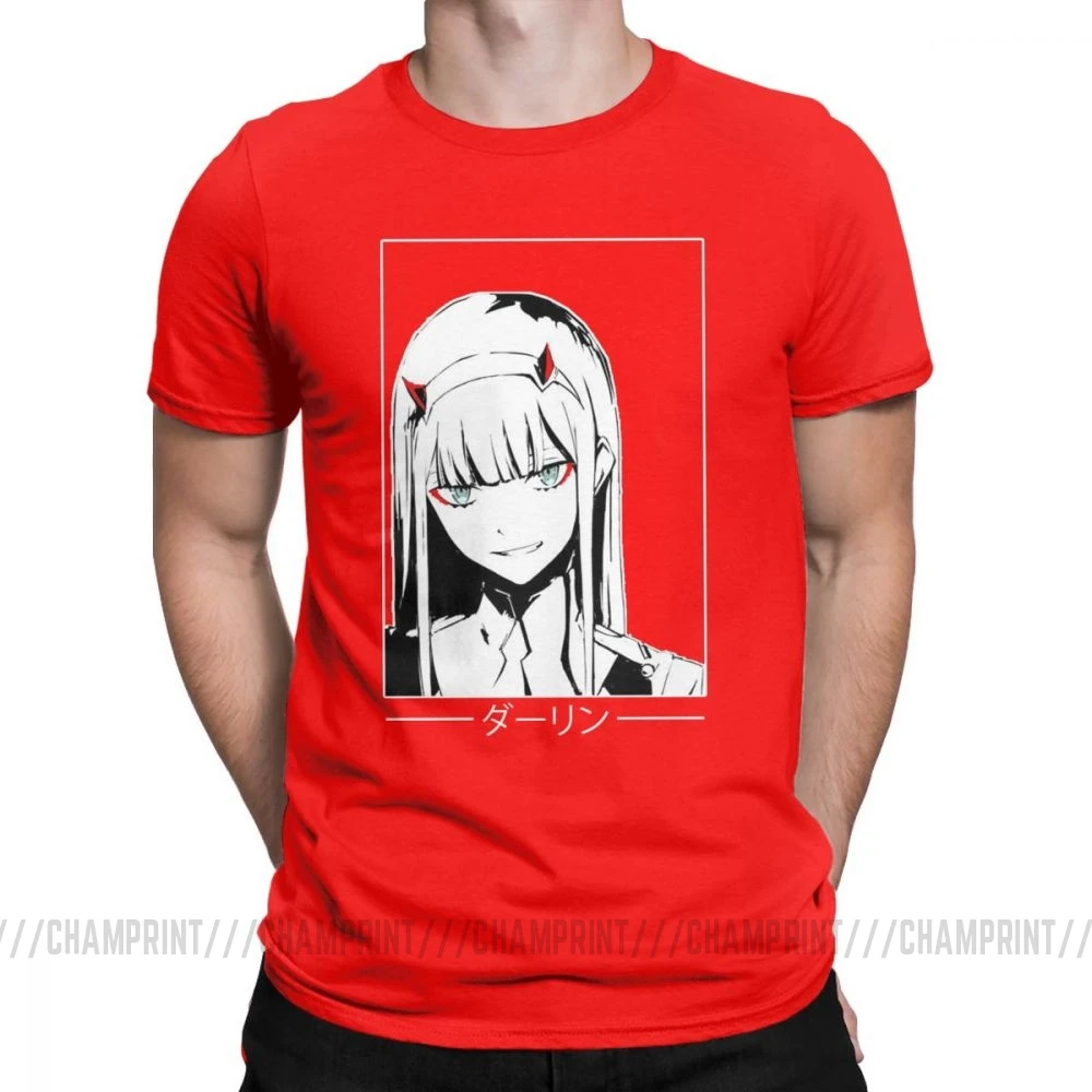 Красный Крутая футболка Zero Two Darling In The Franxx Movie, футболка для мужчин, хлопок, футболки смешного размера плюс, топы, Новое поступление одежда - Цвет: Красный