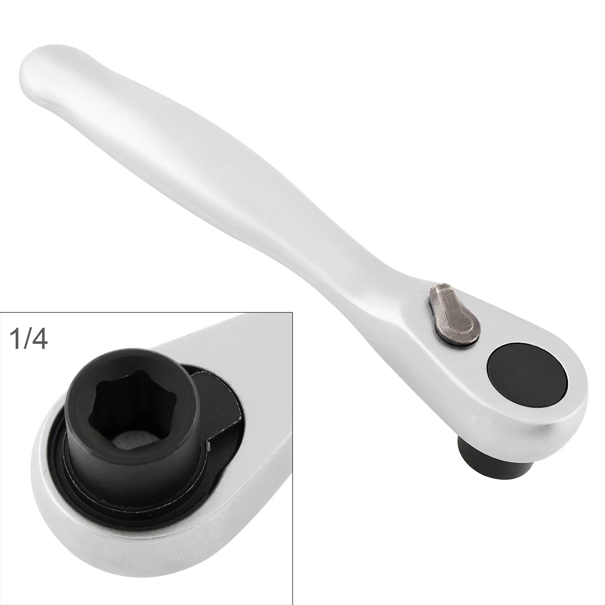 

72 Gear Mini Portable Quick Adjustable Socket Wrench Spanner with 1/4 Inch Bit Sleeve and Curved Handle for Vehicle Bicycle
