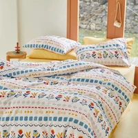 boho style pure cotton brushed quilt cover 4 piece set retro floral double bedroom quilt cover