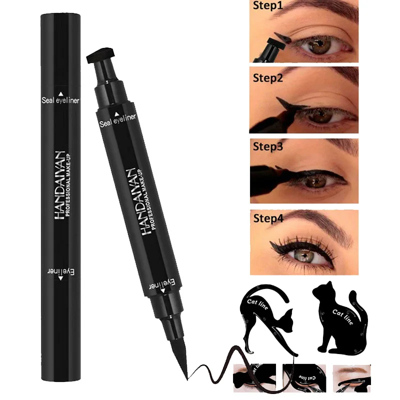 

Waterproof Double Head Wing Shape Liquid Eyeliner Stamp Eye Liner Pen Eyeliners with Cat Eye Marker Arrows Stencil Liners Pencil