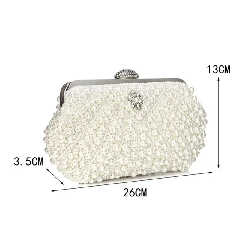 

Fashion Dinner Bag Women's Elegant Double-Sided Diamond-Studded Pearl Clutch Bag Solid-Color Evening Wear Diamond Evening Bag