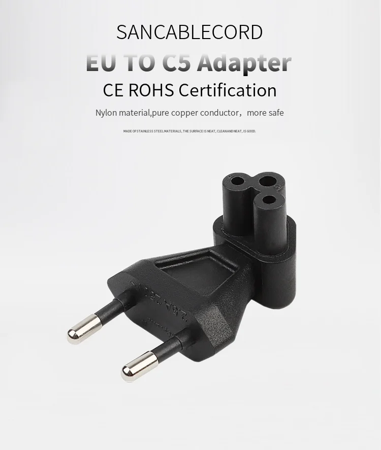 EU-C5 ЕС ЕВРО IEC320 C5 изгиб 90 градусов 2Pin AC адаптер питания конвертер розетка Путешествия Разъем для PDU/UPS 10A 250 В