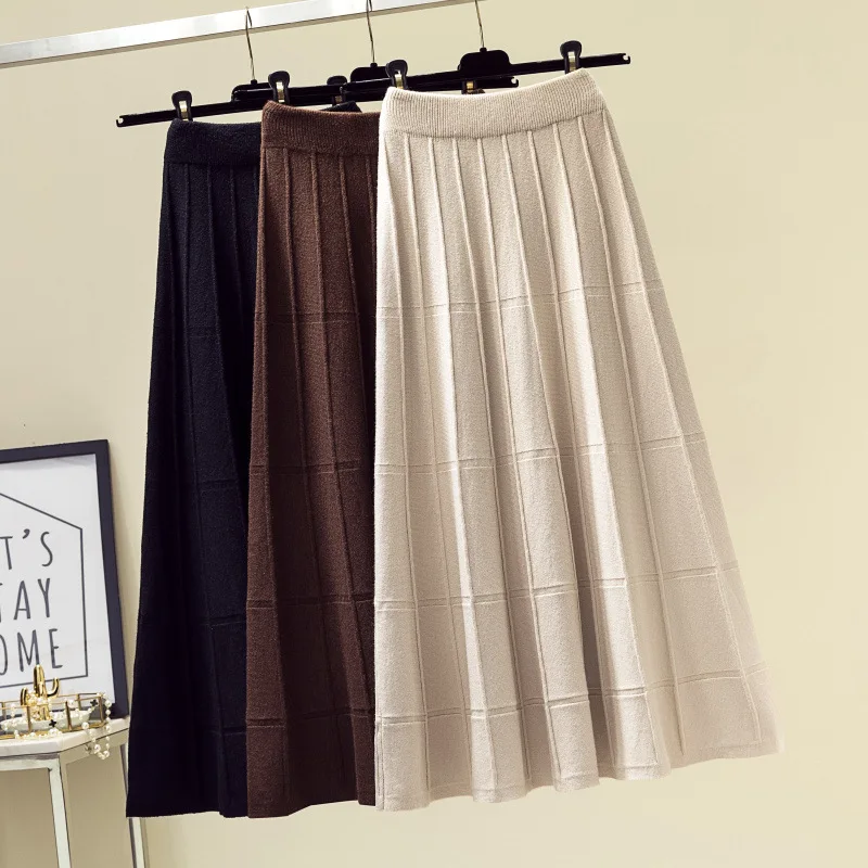 Юбка женская трикотажная трапециевидная повседневная элегантная длинная юбка