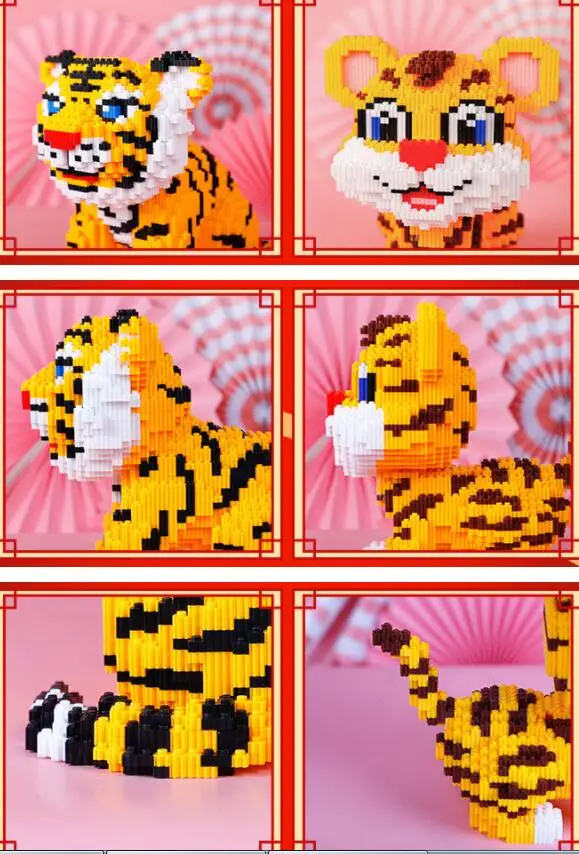 Микро мультфильм тигр Копилка блок DIY 3D Милые деньги на удачу коробка Алмаз