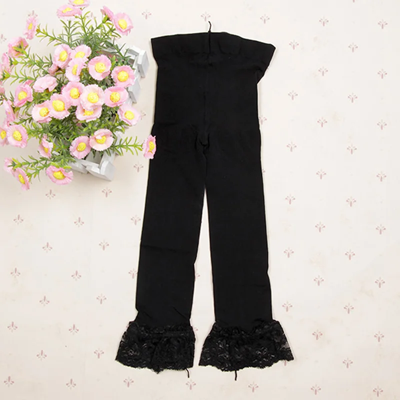 Детские леггинсы для девочек однотонные кружевные бархатные узкие эластичные