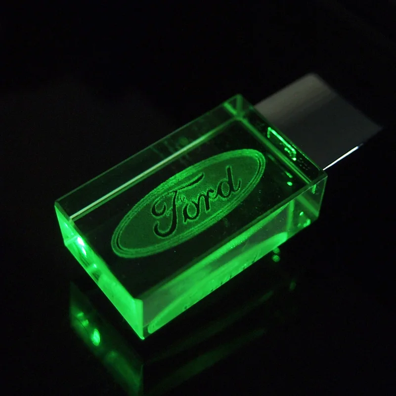 Прозрачный Кристальный светодиодный Флешка Ford Car Logo 32 Гб 16 USB флеш накопитель 2 0
