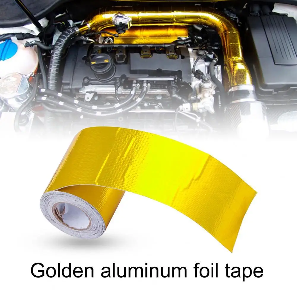 

Golden Aluminum Foil Tape Heat Shield Wrap Air Intake Pipes Self-Adhesive Heat Insulation Golden Reflective Air Intake Tape