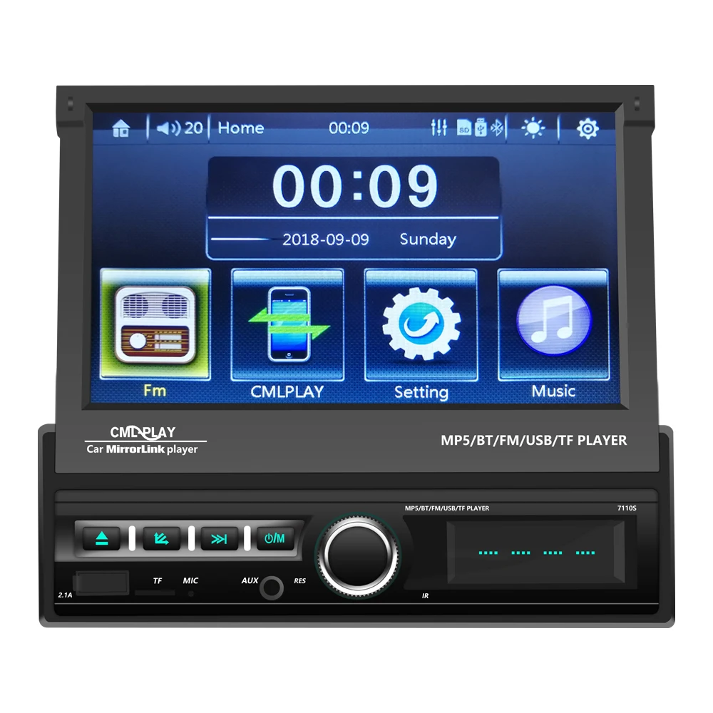 Camecho 1 Din автомобильное радио Bluetooth зеркало ссылка Автомобильный мультимедийный плеер сенсорный экран Выдвижной MP5 плеер USB аудио стерео радио