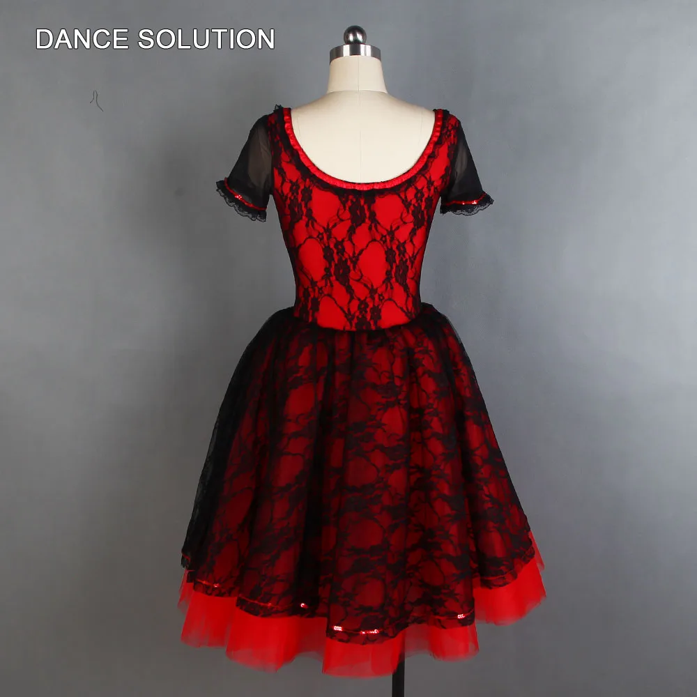 Романтическое балетное платье с красной планкой кружевом для детей и взрослых