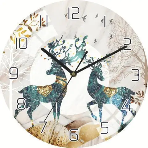 Креативные настенные часы с изображением оленя совы птицы стекла скандинавские