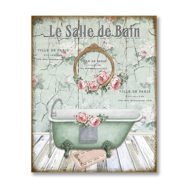 Винтажная потертая викторианская Ванна во французском стиле холст эстетическая