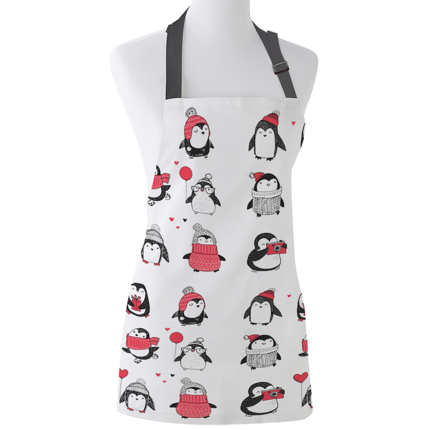 

Tophome Kitchen Apron Penguin Cartoon Sweater In Winter Adjustable Canvas Aprons for Men Women Kids Home Cleaning Tools