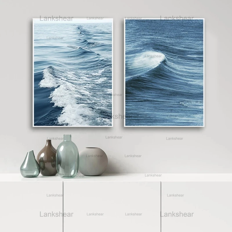 Nordic Landscape Canvas Painting Blue Ocean Sea Wave Posters and Prints Beach Seascape Nature Wall Pictures Home Room Decoration | Дом и сад