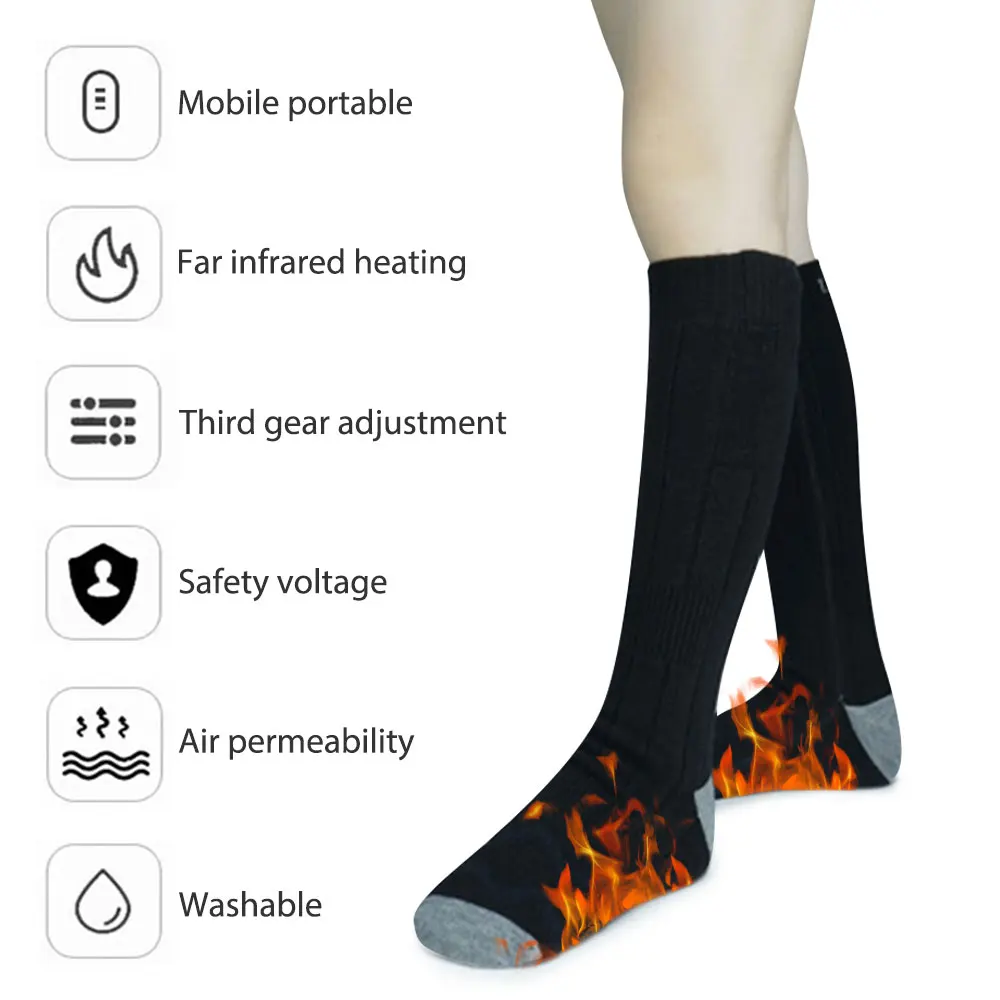 Aptoco Thermal Cotton Heated Socks Men & Women with Battery Operated Winter Outdoor Skiing Hinking Foot Warming Socks