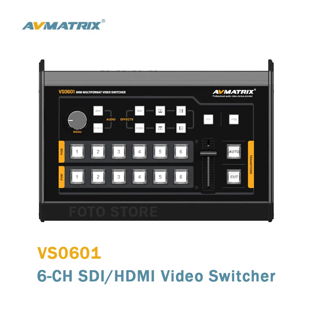 

Многоформатный видеопереключатель Avmatrix VS0601, 6-канальный SDI HDMI-совместимый вход, мини-видеопереключатель, аудио микшер, режим AFV