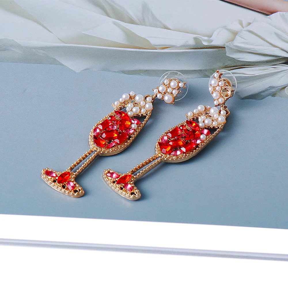 

Rhinestone Earring For Women Classic Jewelry Romantic Red Accessories Glamour Vintage Wedding Preferred Gift Advanced Wholesale
