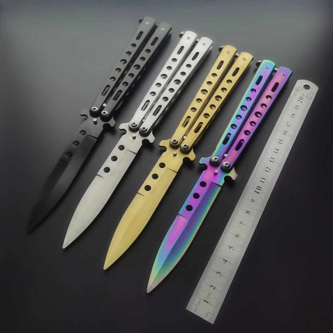 Нож бабочка Подарочный нож стальной тренировочный складной титановый учебный
