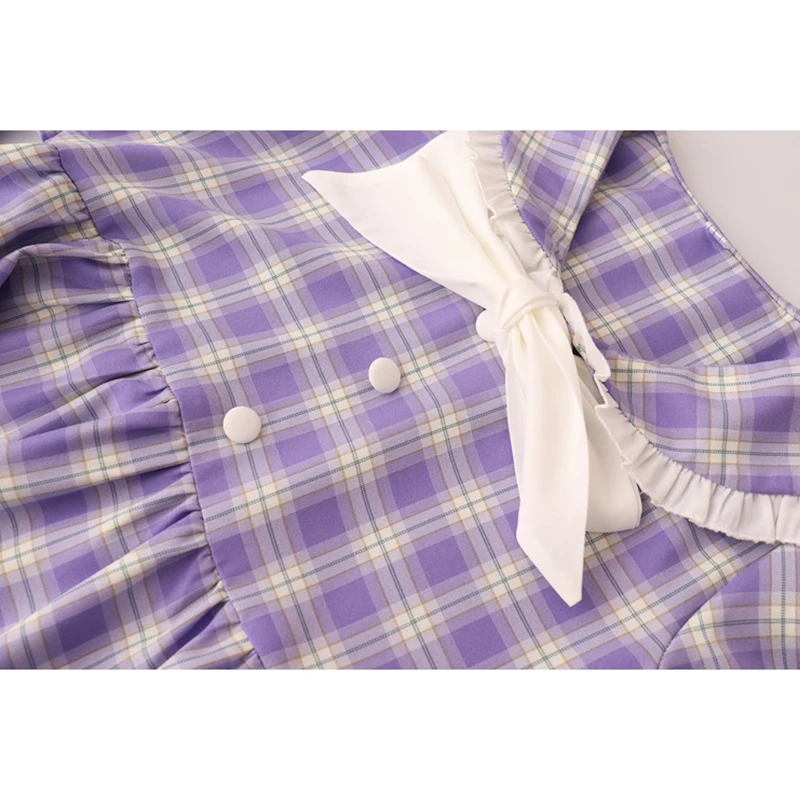 

2021 Summer New Preppy Plaid Print Dress Women Trendy Japan Style Sailor Collar JK Frcoks Harajuku Kawaii Bow Mori Girl Vestidos
