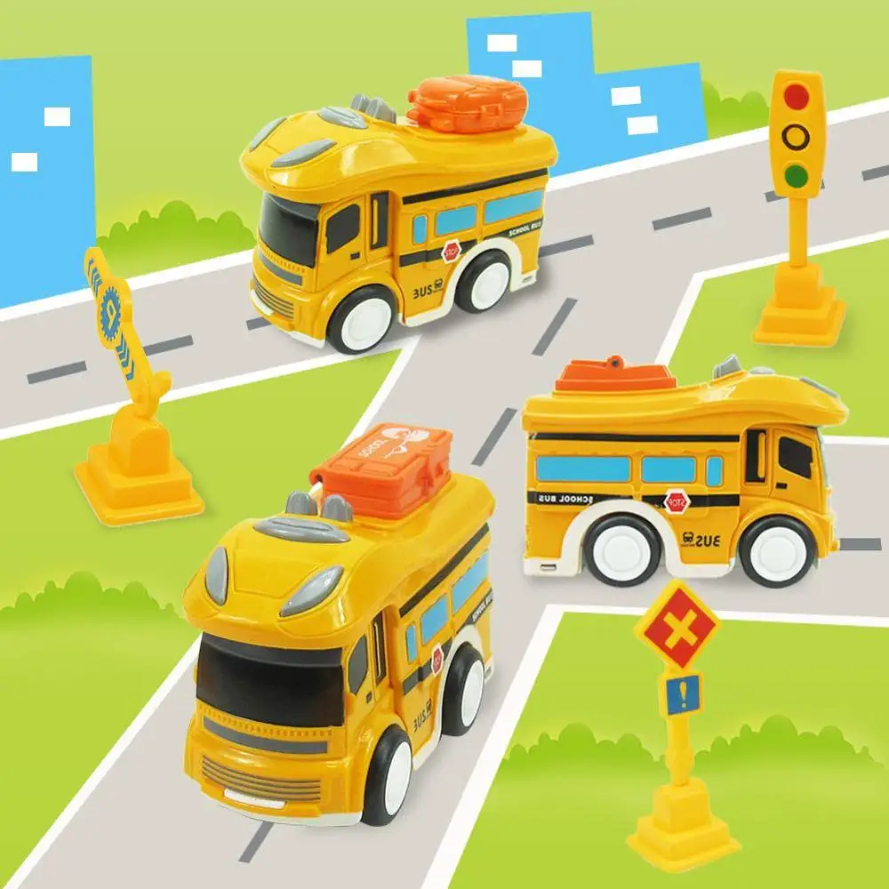6 шт. мультфильм Мини школьный автобус Забавный Дорожный Знак Светофора детская