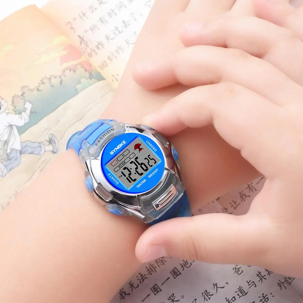 

SYNOKE Kids Watches Waterproof Rubber Digital Watch LED Electronic Clock Sports Wristwatch Children Relojes Girls Boys Gifts